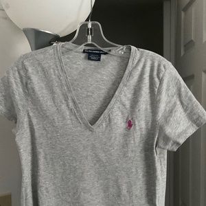 Polo by Ralph Lauren sport grey v-neck t-shirt, size large